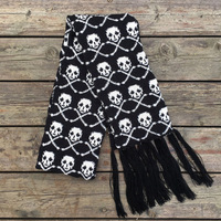 Hurtownie włochy stylowa czaszka zima dzianiny unisex kobiety mężczyźni szalik szkielet akrylowy szalik okłady z fringe czarny LL171011 3